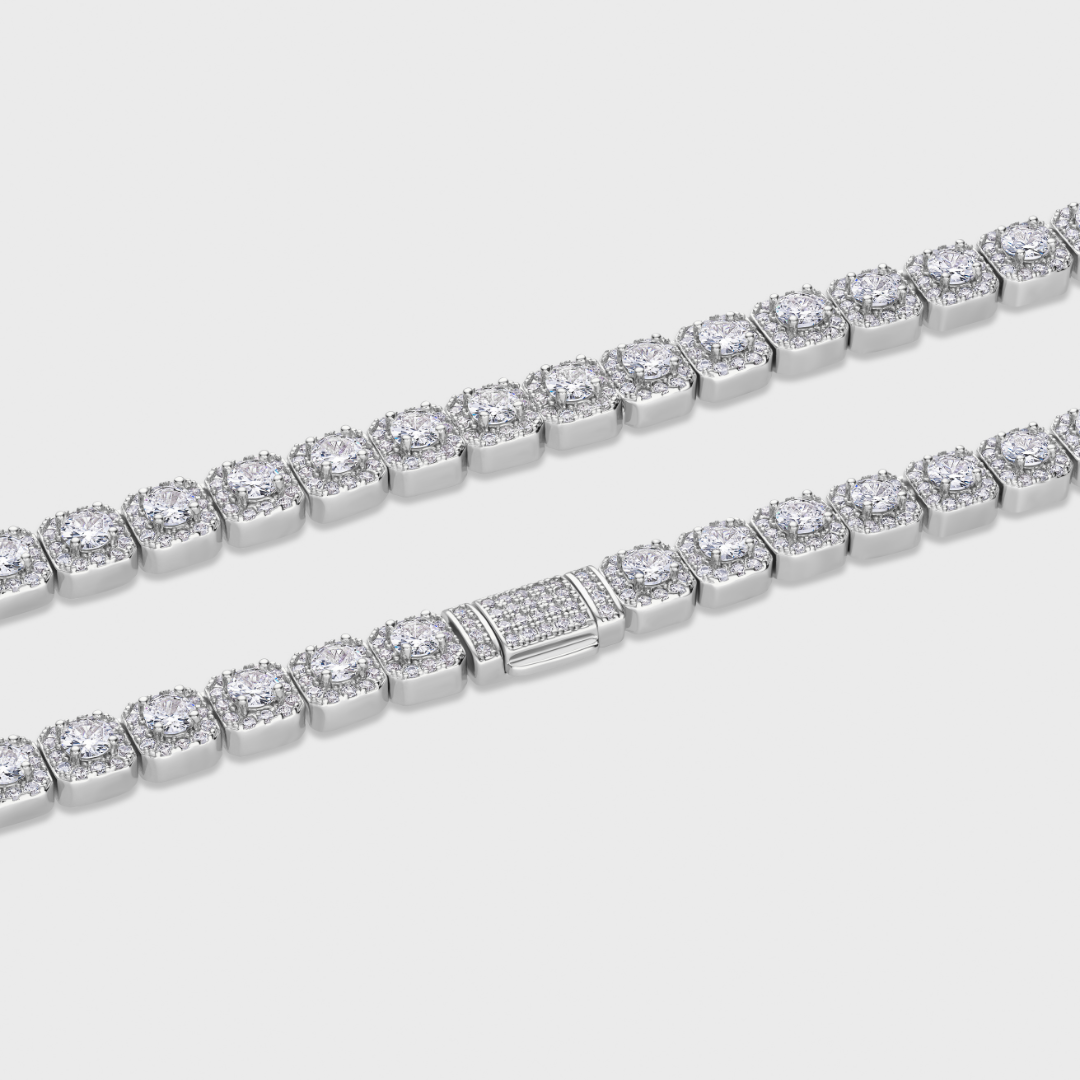 Clustered Tennis Chain (Silver) - 8mm