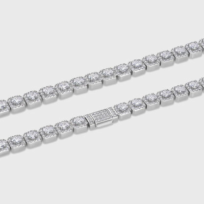 Clustered Tennis Chain (Silver) - 8mm