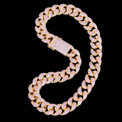 20MM Purple Stones Iced Out Diamond Necklace Chain