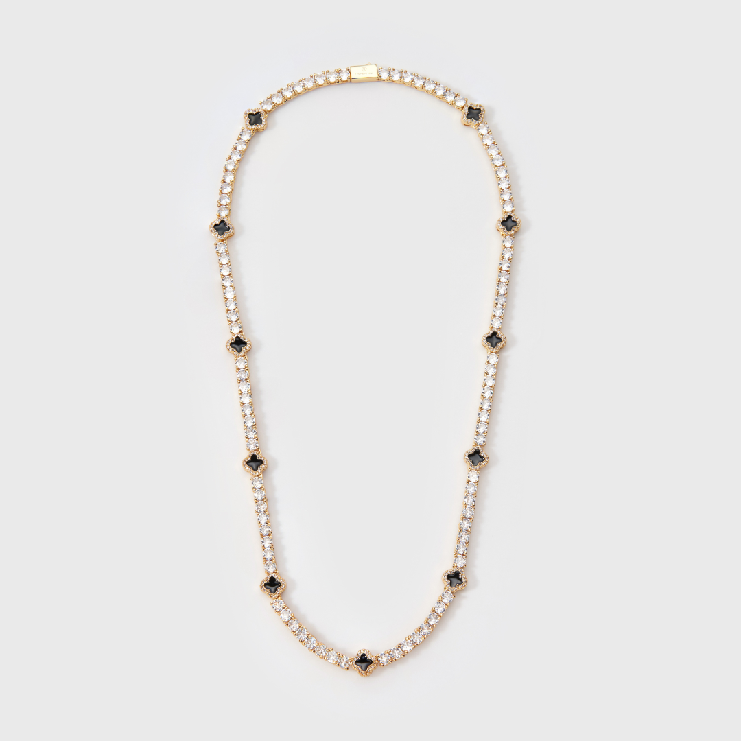 Black Clover Tennis Chain (Gold) - 4mm