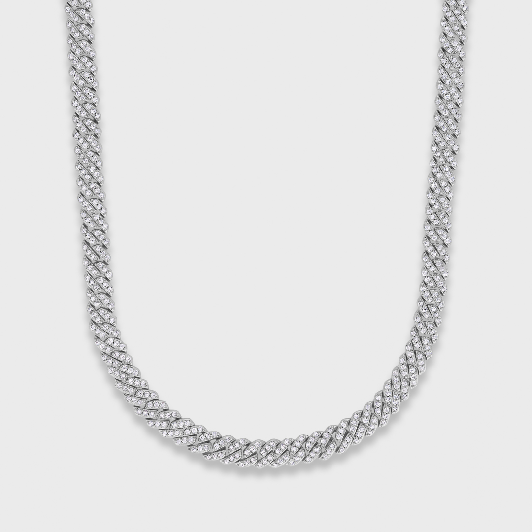 Iced Micro Prong Cuban Chain (Silver) - 6mm