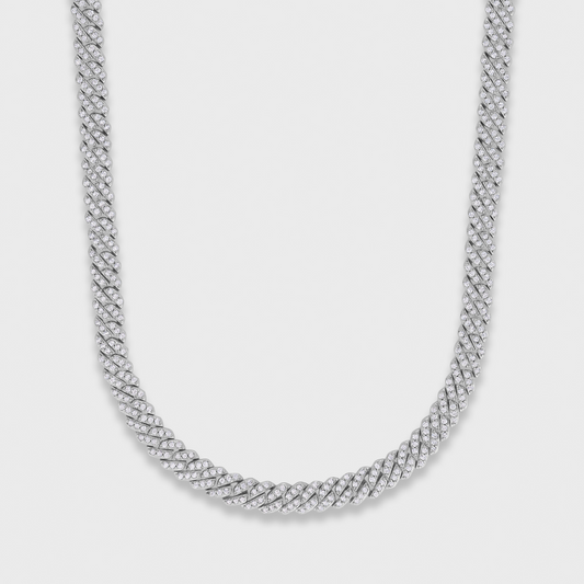 Iced Micro Prong Cuban Chain (Silver) - 6mm