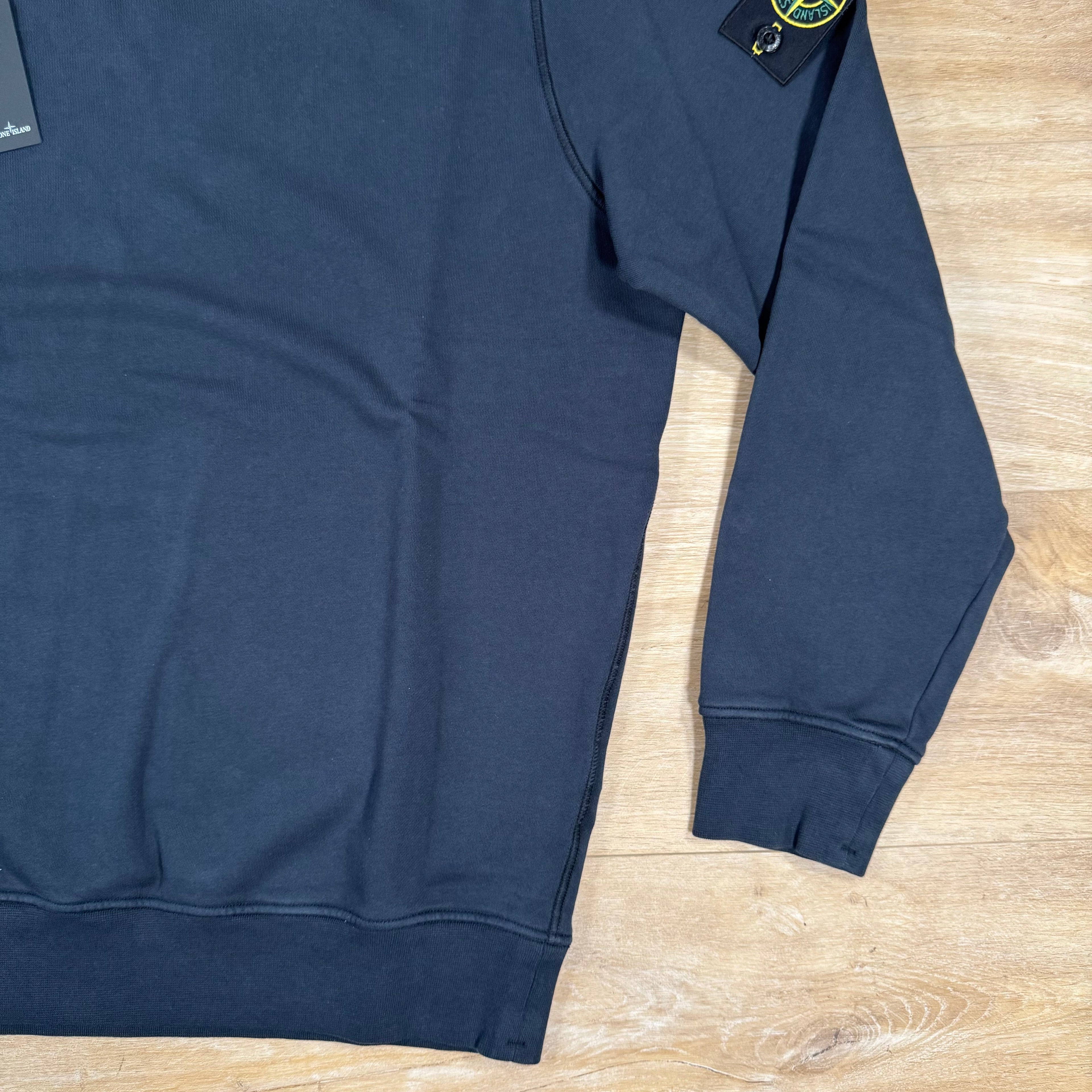 Stone Island Organic Cotton Fleece Crewneck Sweatshirt in Navy