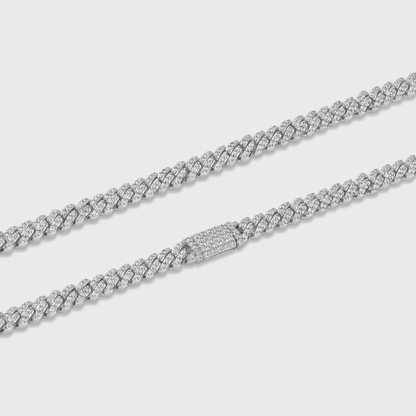 Iced Micro Prong Cuban Chain (Silver) - 6mm