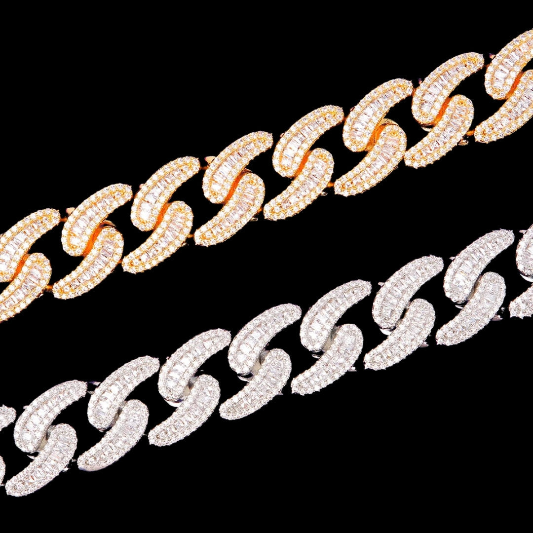 18MM Baguette and Tennis Link Iced Out Diamond Necklace Chain