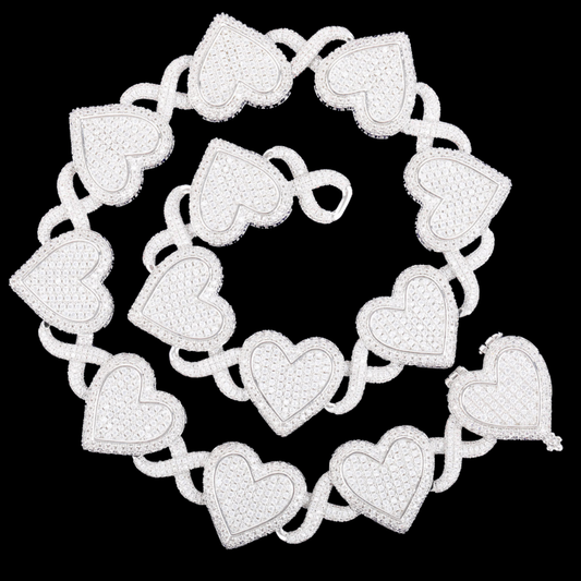 13MM Infinity Heart Iced Out Diamond Necklace Chain