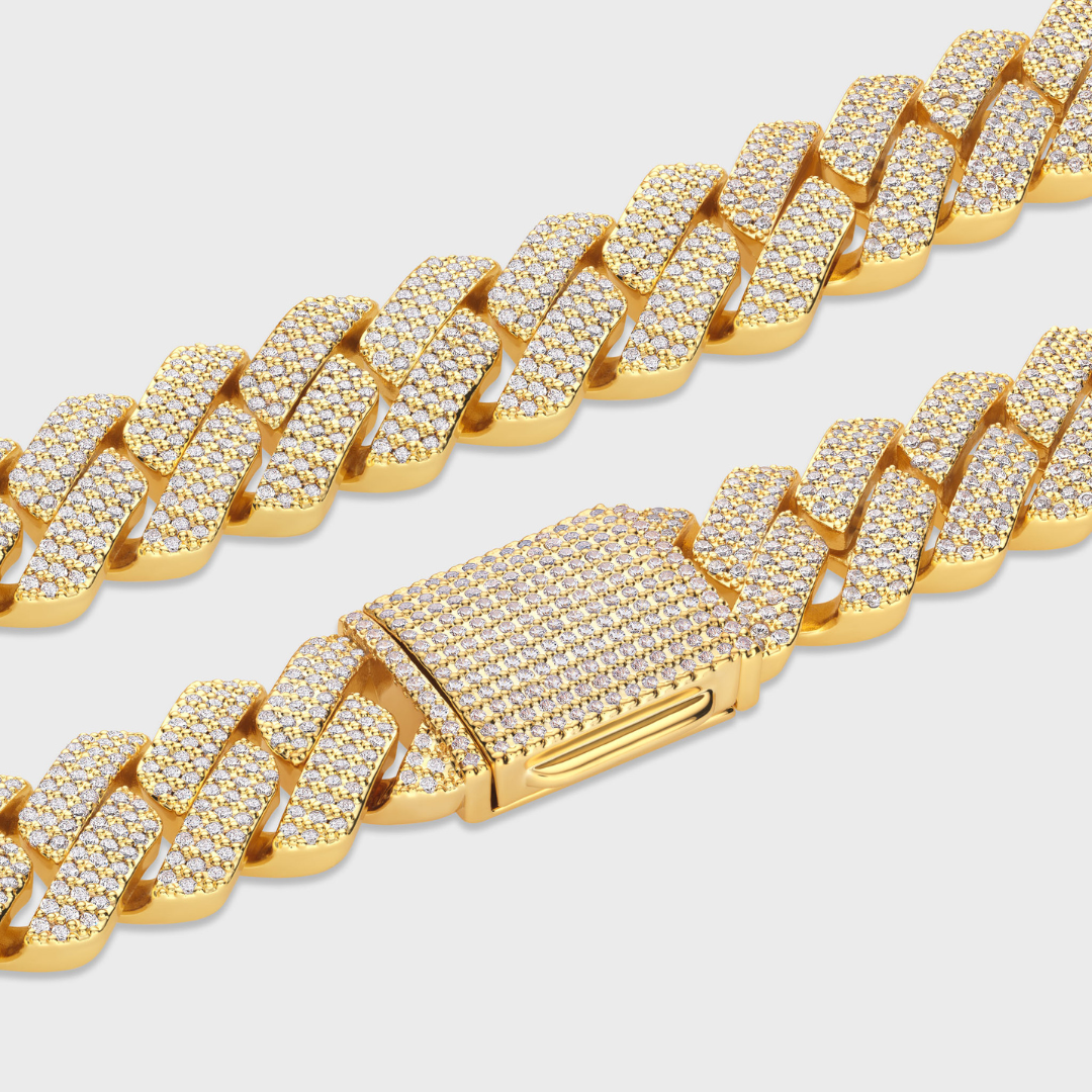 Iced Prong Cuban Chain (Gold) - 20mm
