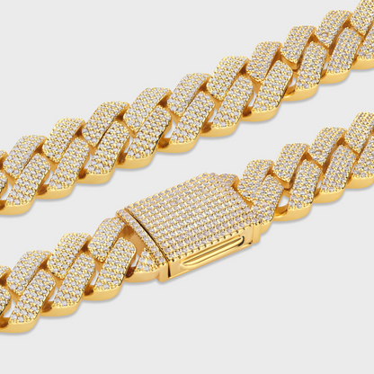 Iced Prong Cuban Chain (Gold) - 20mm