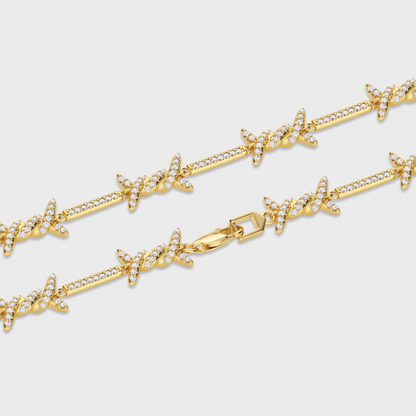 Iced Barbed Wire Chain (Gold) - 6mm