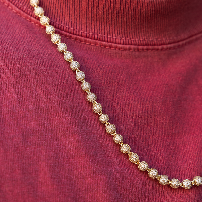 Iced Ball Chain in Yellow Gold - 4mm