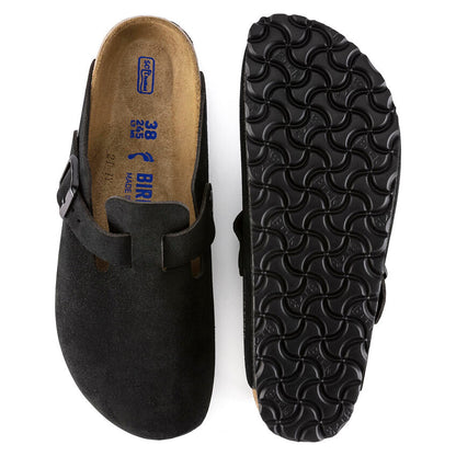 Unisex Boston Soft Footbed Suede Leather Black Regular/Wide