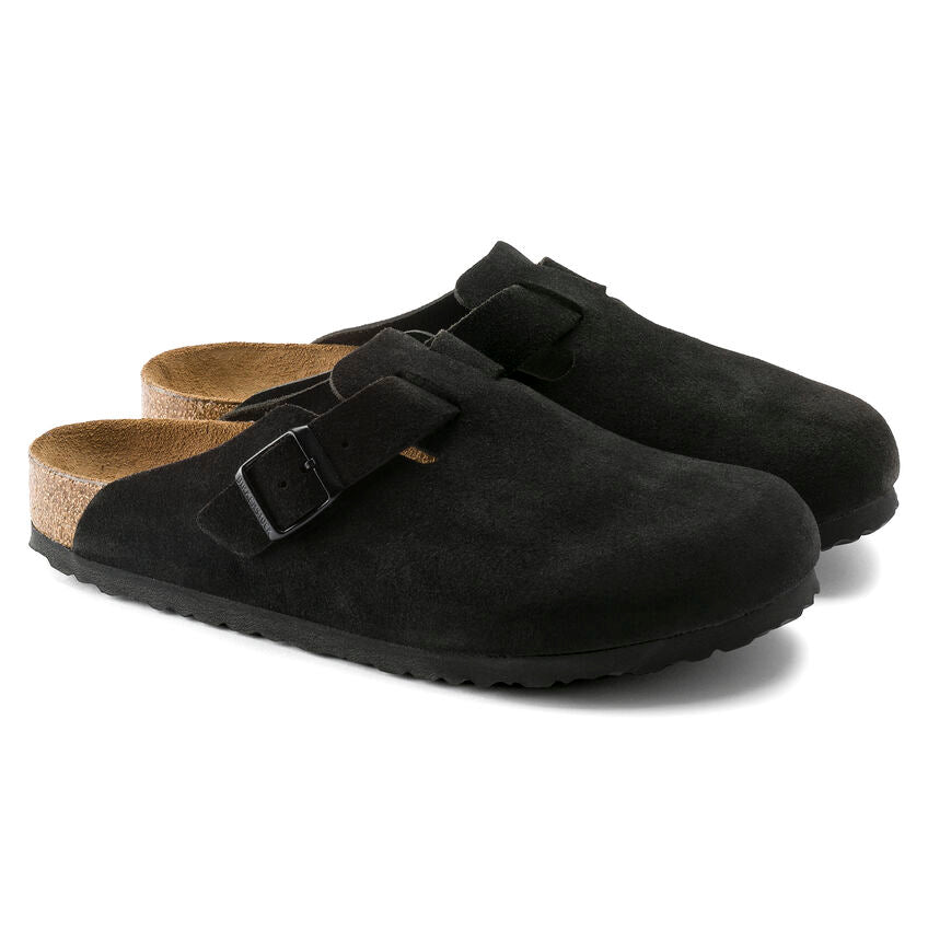 Unisex Boston Soft Footbed Suede Leather Black Regular/Wide