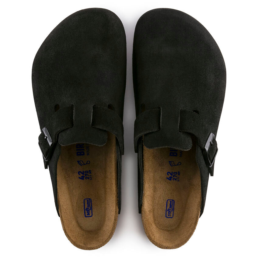 Unisex Boston Soft Footbed Suede Leather Black Regular/Wide