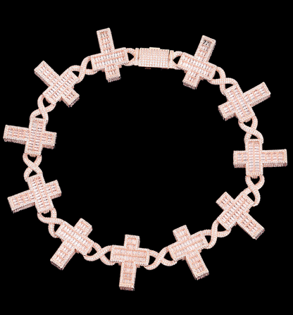 14mm Cross Infinity Link Iced Out Diamond Necklace Chain