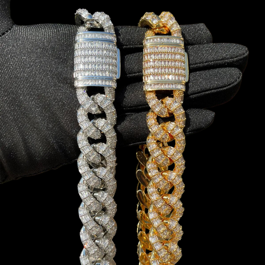 20MM Full Baguette Linked Iced Out Diamond Necklace Chain
