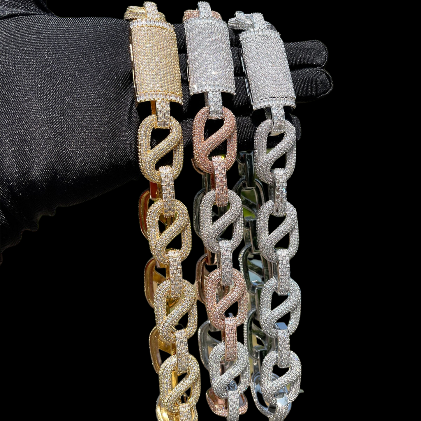 20MM Baguette and Stones Infinity Iced Out Diamond Necklace Chain