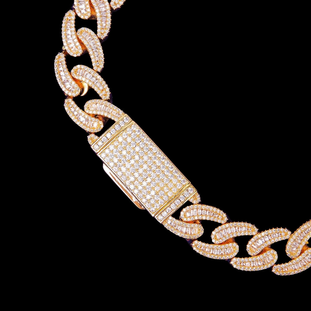 18MM Baguette and Tennis Link Iced Out Diamond Necklace Chain