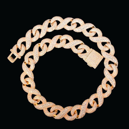 15mm Infinity Cuban Link Iced Out Diamond Necklace Chain
