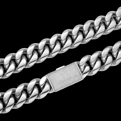6MM-20MM VVS Iced Box Clasp Luxury Stainless Steel Necklace Chain
