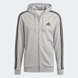 Men's adidas Essentials French Terry 3-Stripes Full-Zip Hoodie