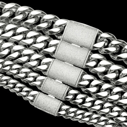 6MM-20MM VVS Iced Box Clasp Luxury Stainless Steel Necklace Chain