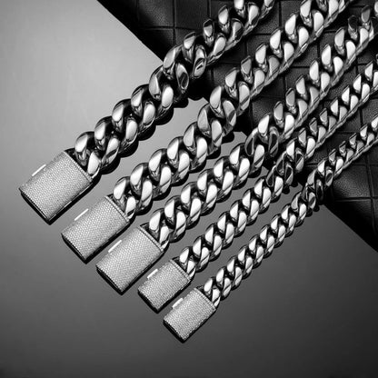 6MM-20MM VVS Iced Box Clasp Luxury Stainless Steel Necklace Chain