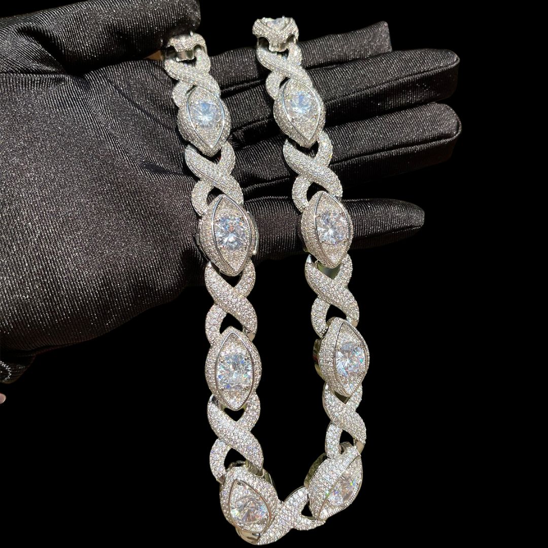 20MM Diamond Eyes Infinity Linked Iced Out Diamond Necklace Chain