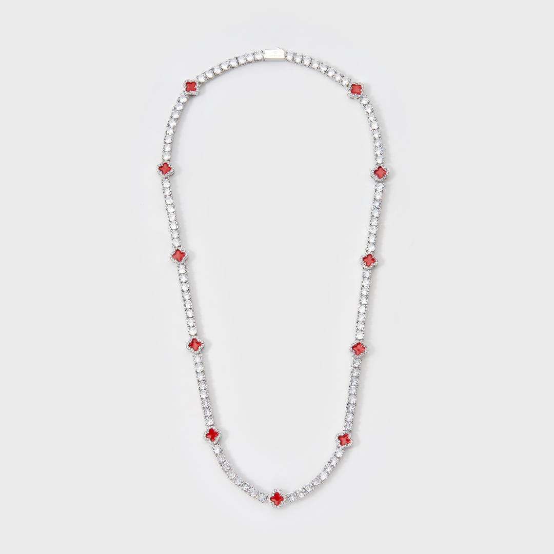 Red Clover Tennis Chain (Silver) - 4mm