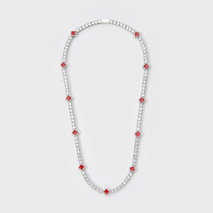 Red Clover Tennis Chain (Silver) - 4mm