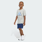 Kids' adidas Two-Piece Short Sleeve Heather Cotton Tee and Cargo French Terry Shorts Set
