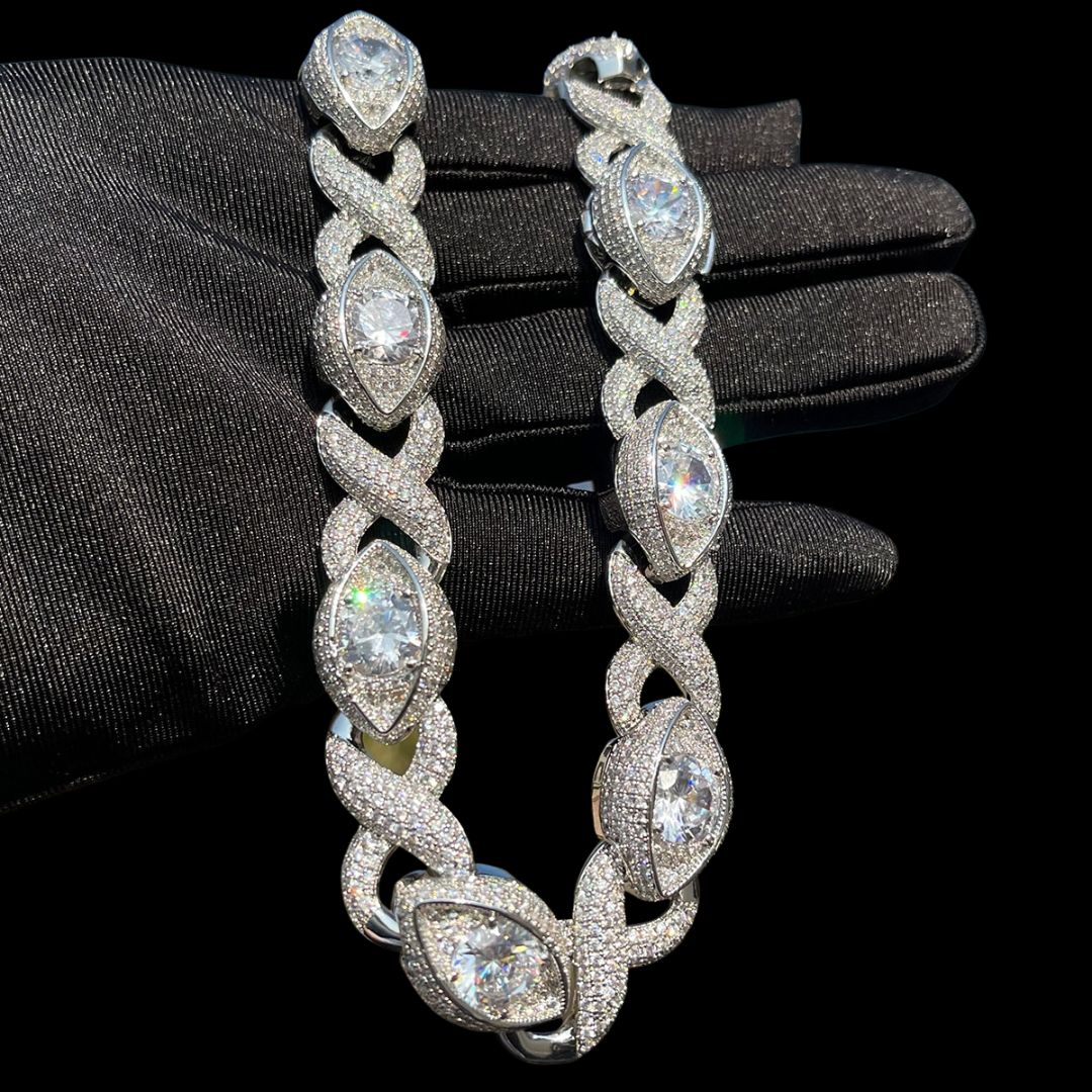20MM Diamond Eyes Infinity Linked Iced Out Diamond Necklace Chain