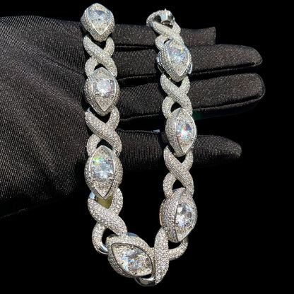 20MM Diamond Eyes Infinity Linked Iced Out Diamond Necklace Chain