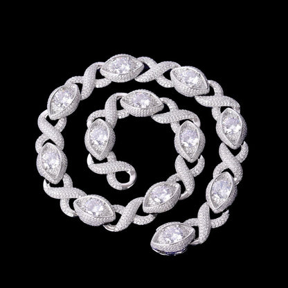 20MM Diamond Eyes Infinity Linked Iced Out Diamond Necklace Chain