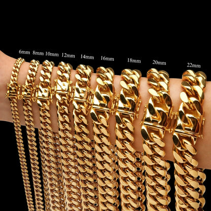 6MM-20MM Prong Box Clasp Luxury Stainless Steel Necklace Chain