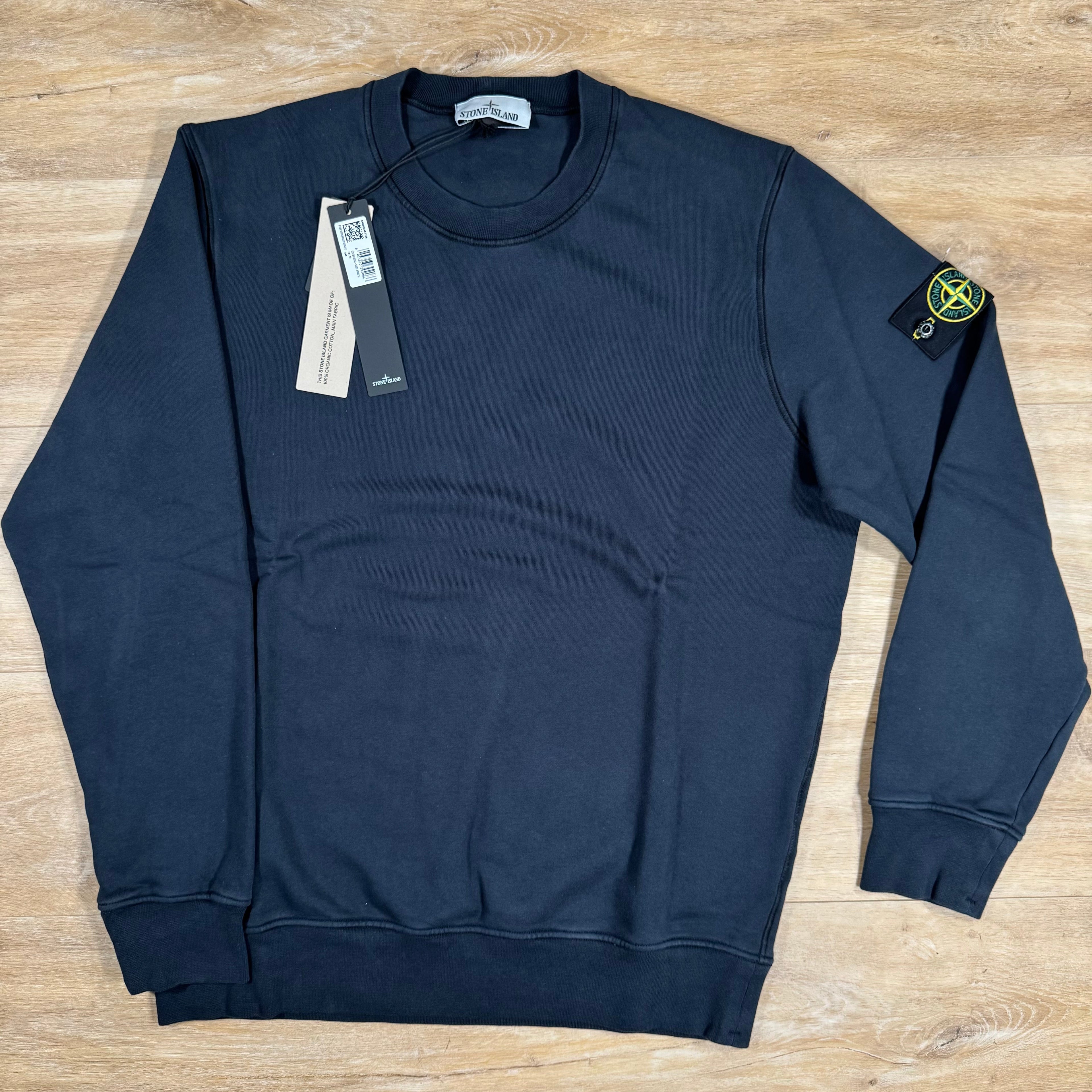 Stone Island Organic Cotton Fleece Crewneck Sweatshirt in Navy