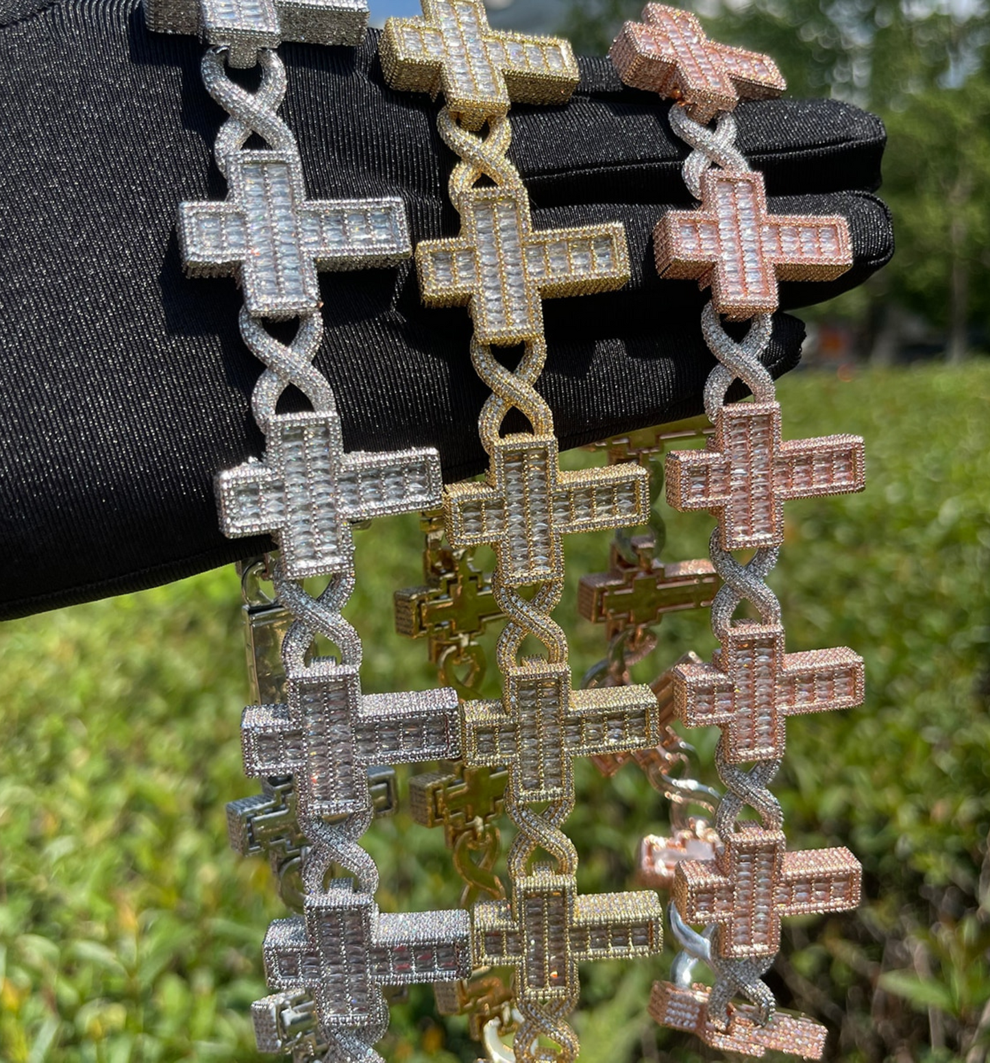 14mm Cross Infinity Link Iced Out Diamond Necklace Chain