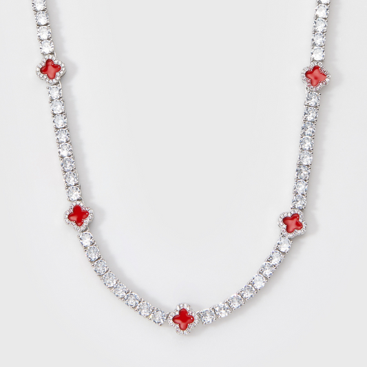 Red Clover Tennis Chain (Silver) - 4mm