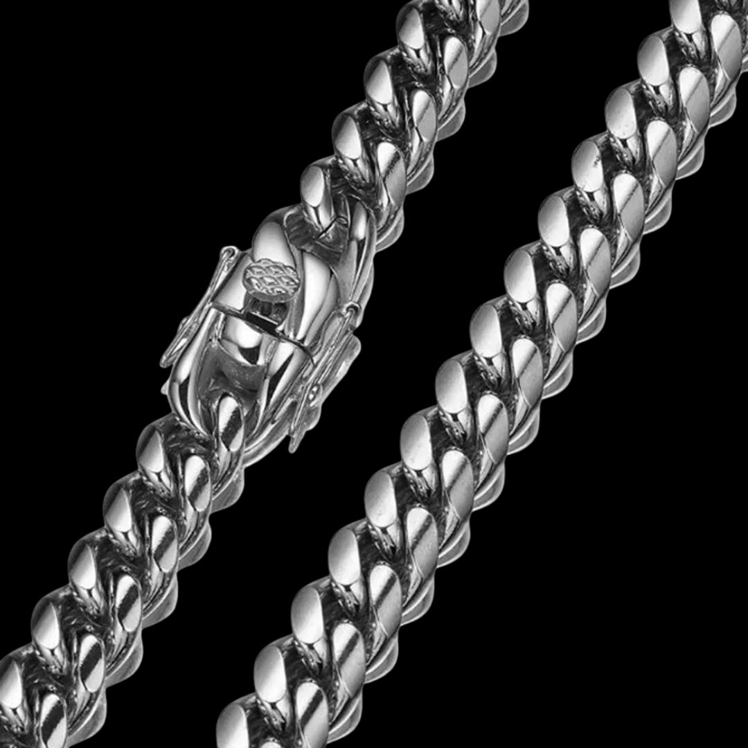 6MM-20MM Push Button Lock Clasp Luxury Stainless Steel Necklace Chain