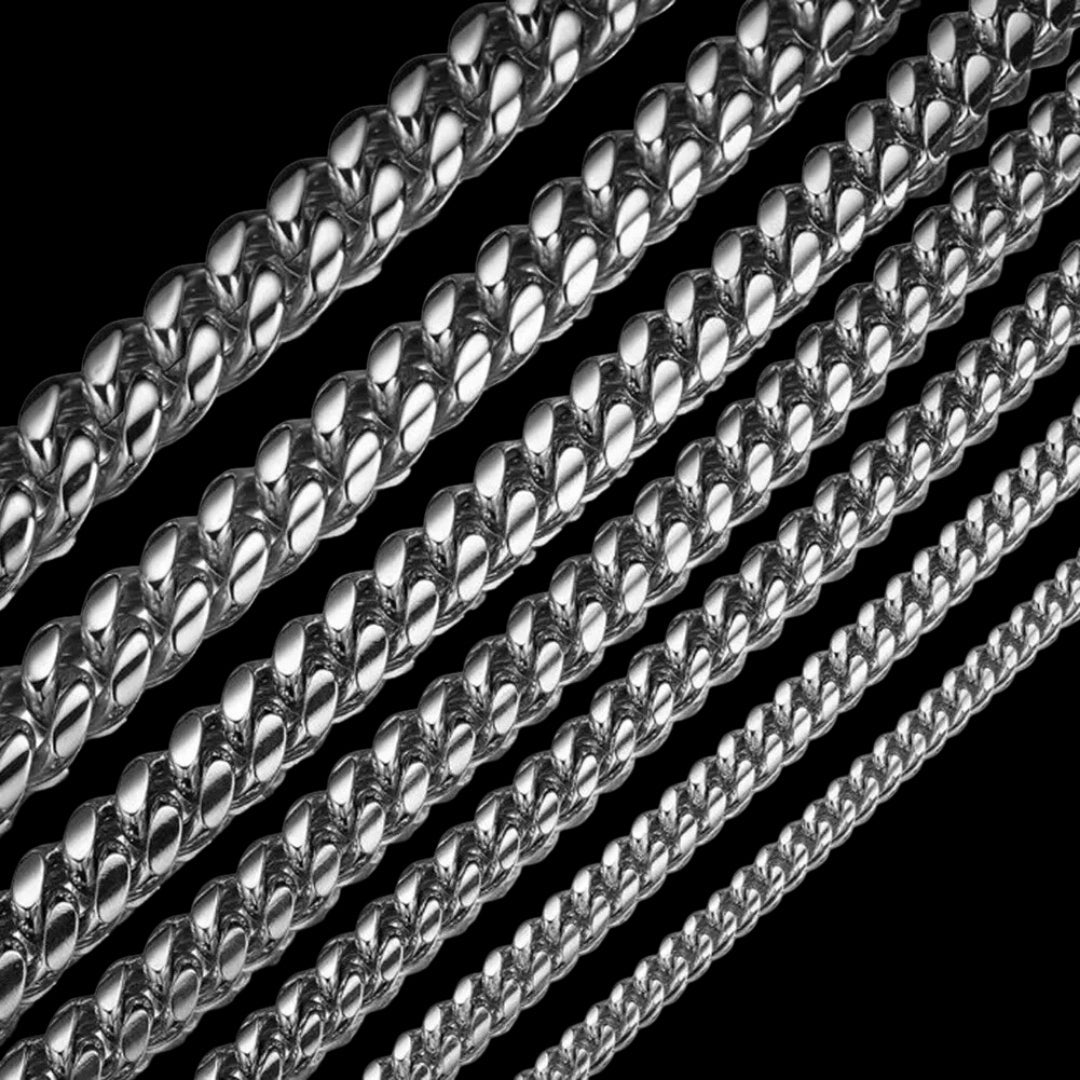 6MM-20MM Push Button Lock Clasp Luxury Stainless Steel Necklace Chain