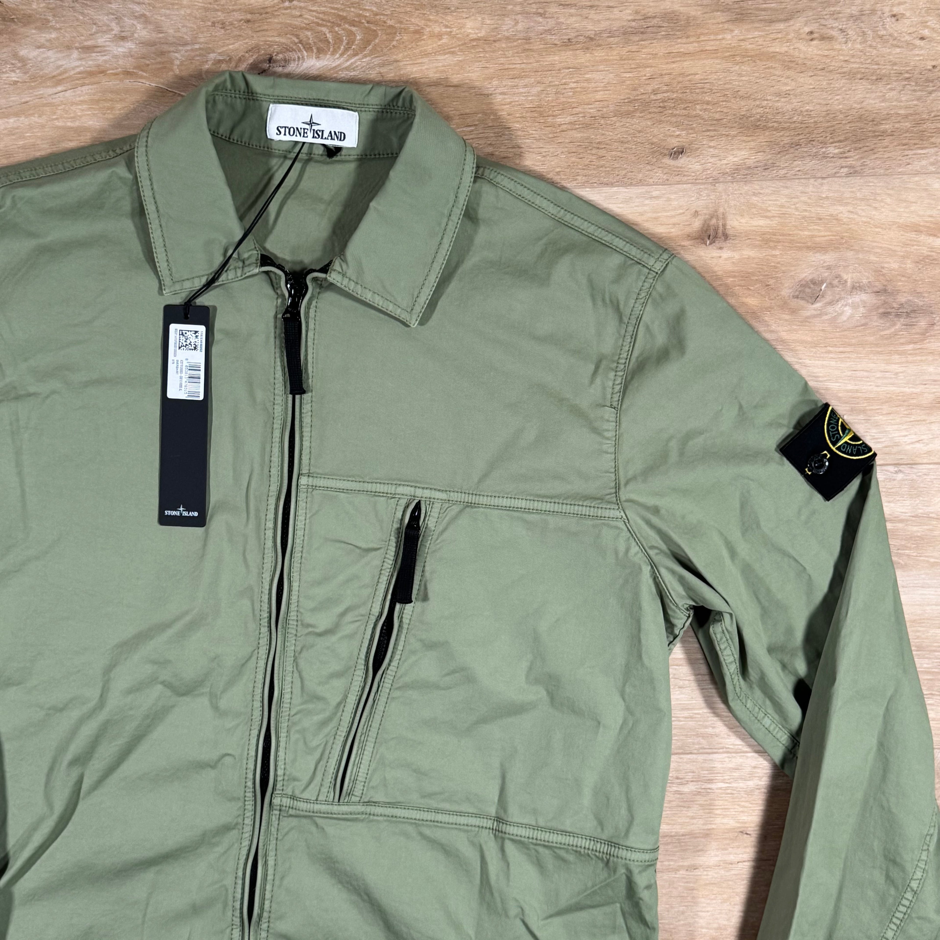 Stone Island Supima Cotton Twill Overshirt in Sage Green