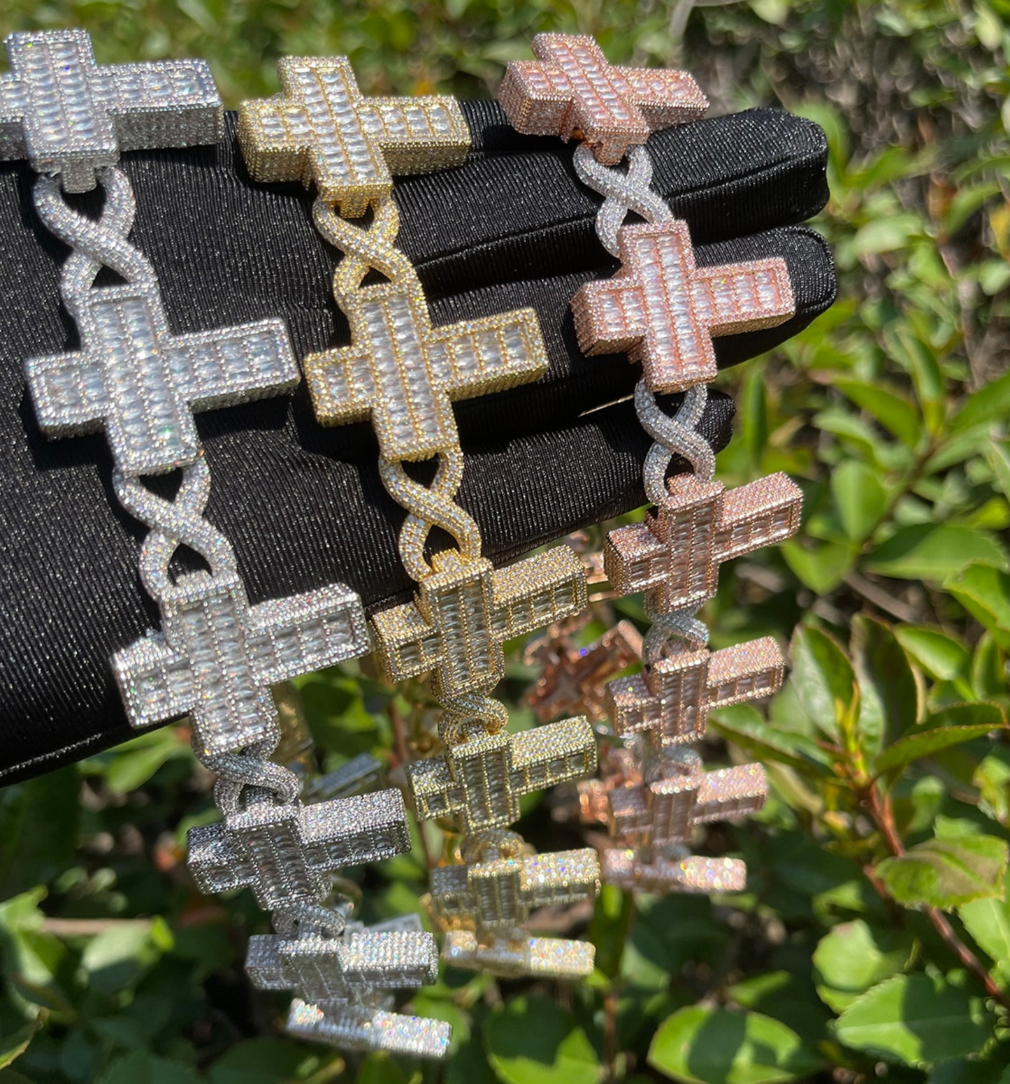 14mm Cross Infinity Link Iced Out Diamond Necklace Chain