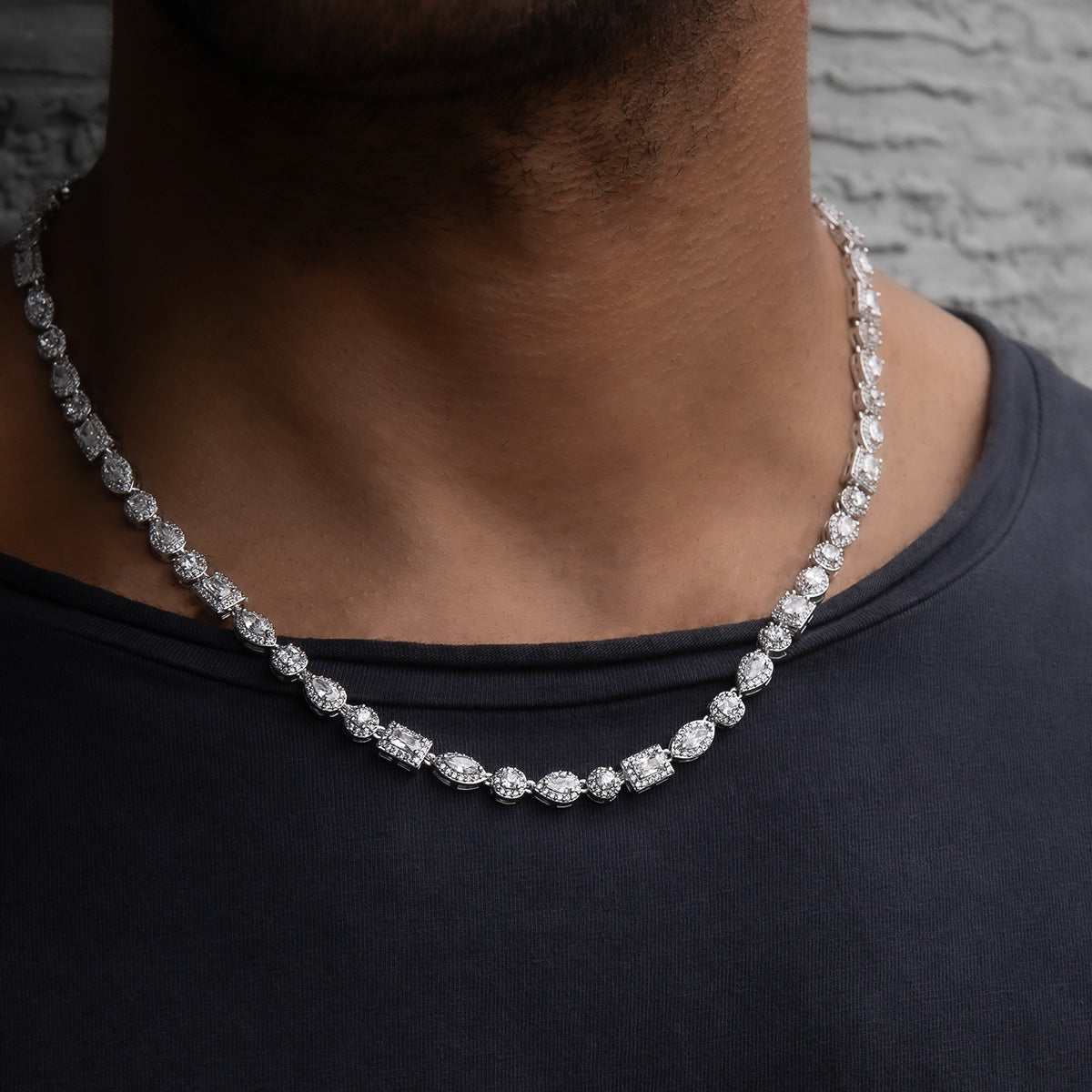 Mixed Diamond Pave Chain in White Gold