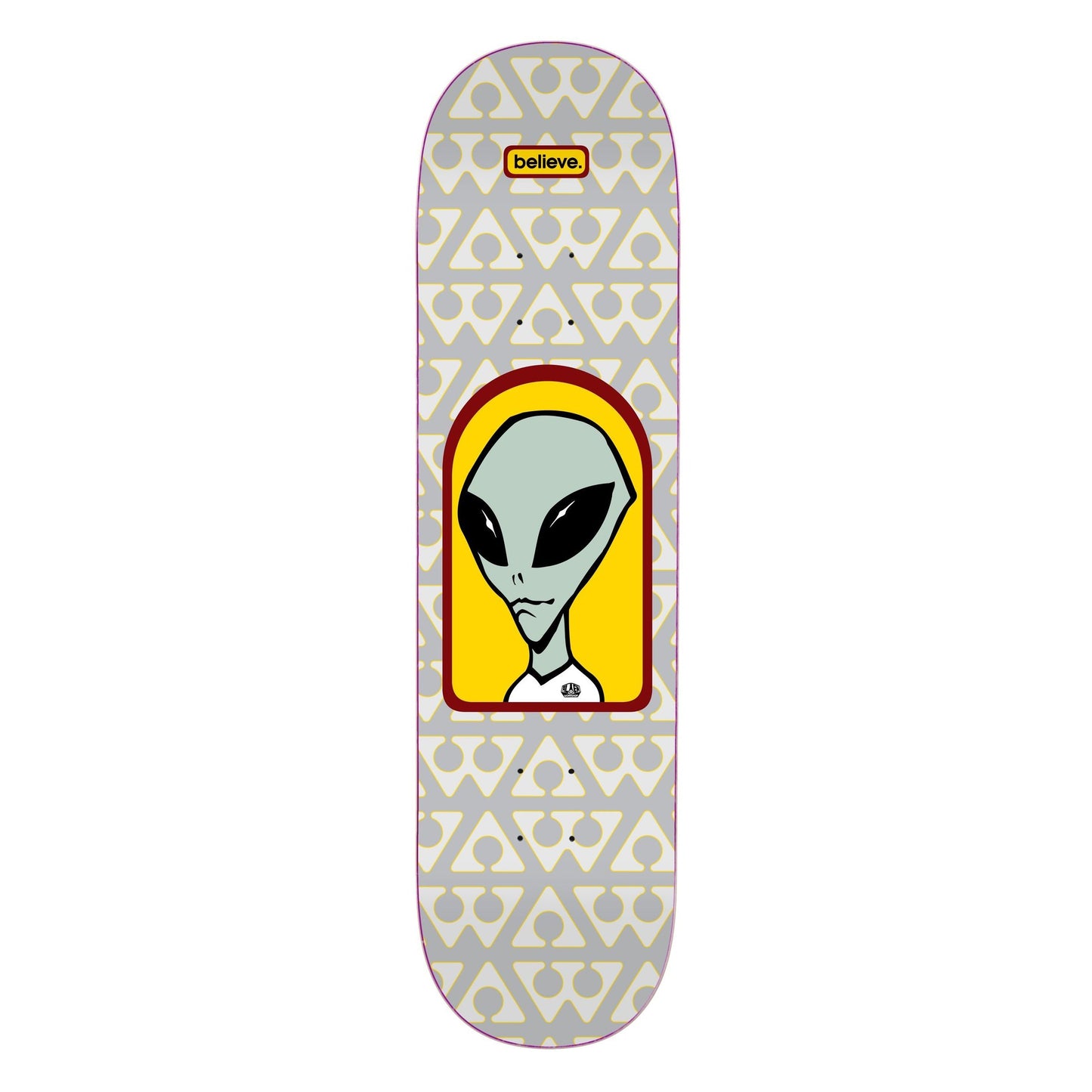 Alien Workshop Skateboard Deck Believe Pattern Grey 8.625" x 32.375"