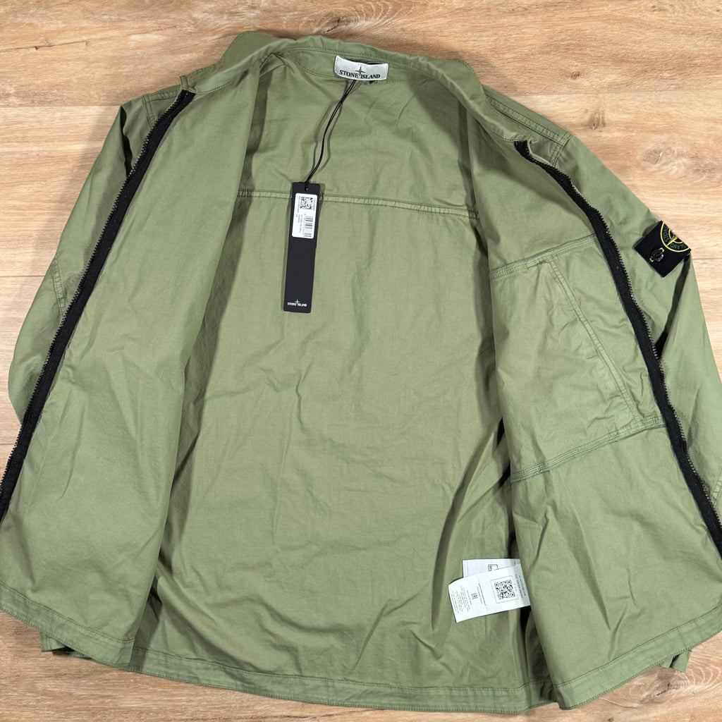 Stone Island Supima Cotton Twill Overshirt in Sage Green