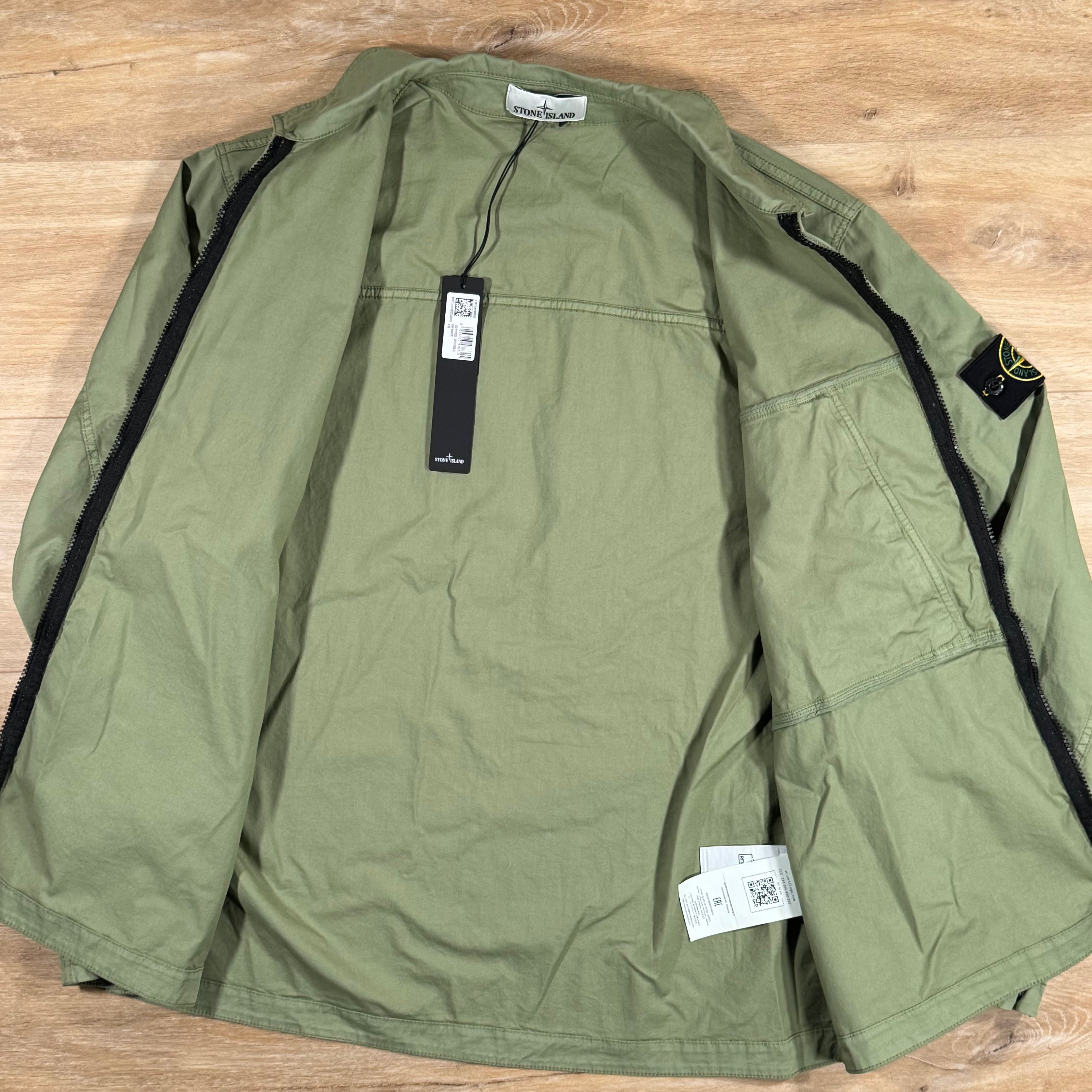Stone Island Supima Cotton Twill Overshirt in Sage Green