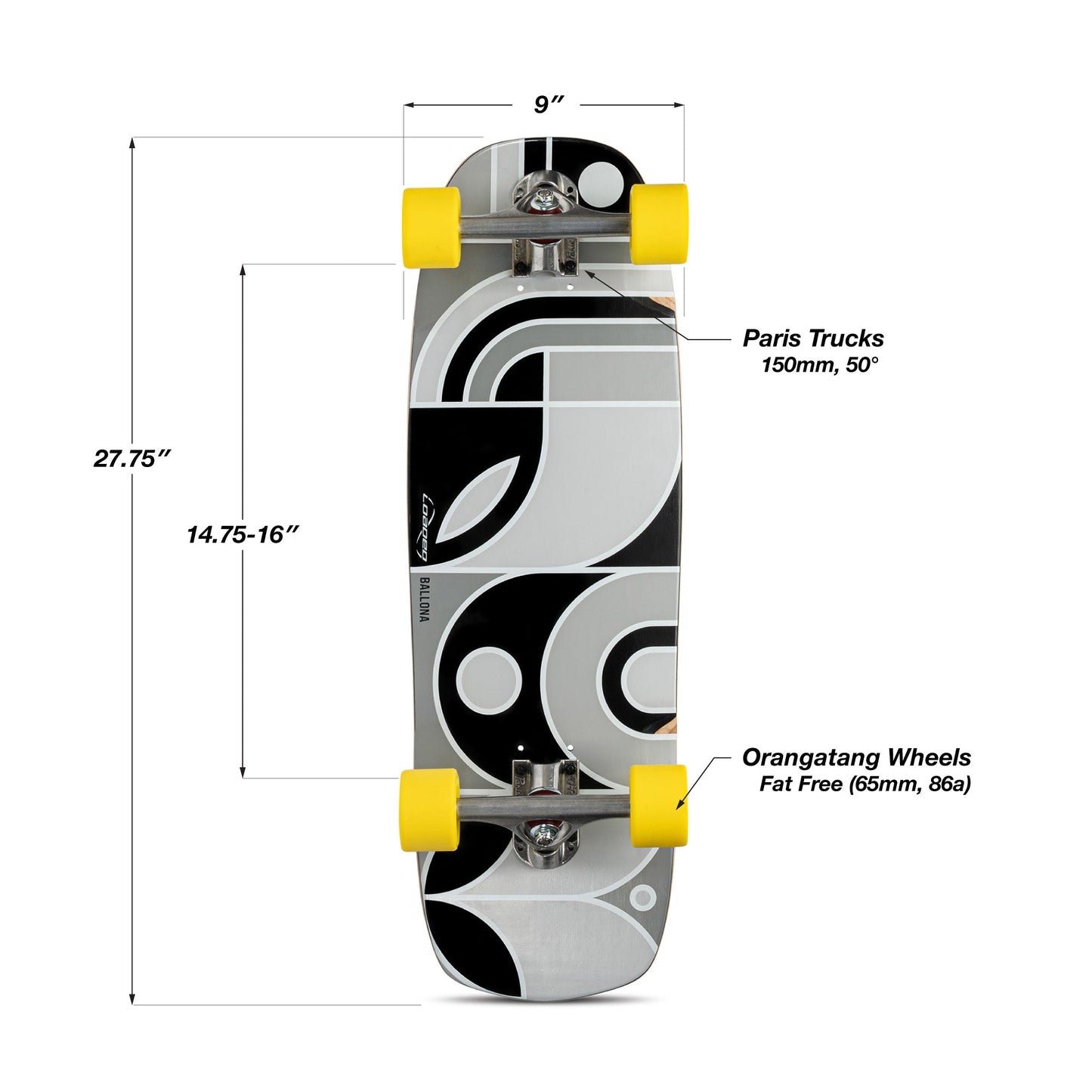 Loaded Ballona Orca Longboard Complete - Fat Free 86a Yellow