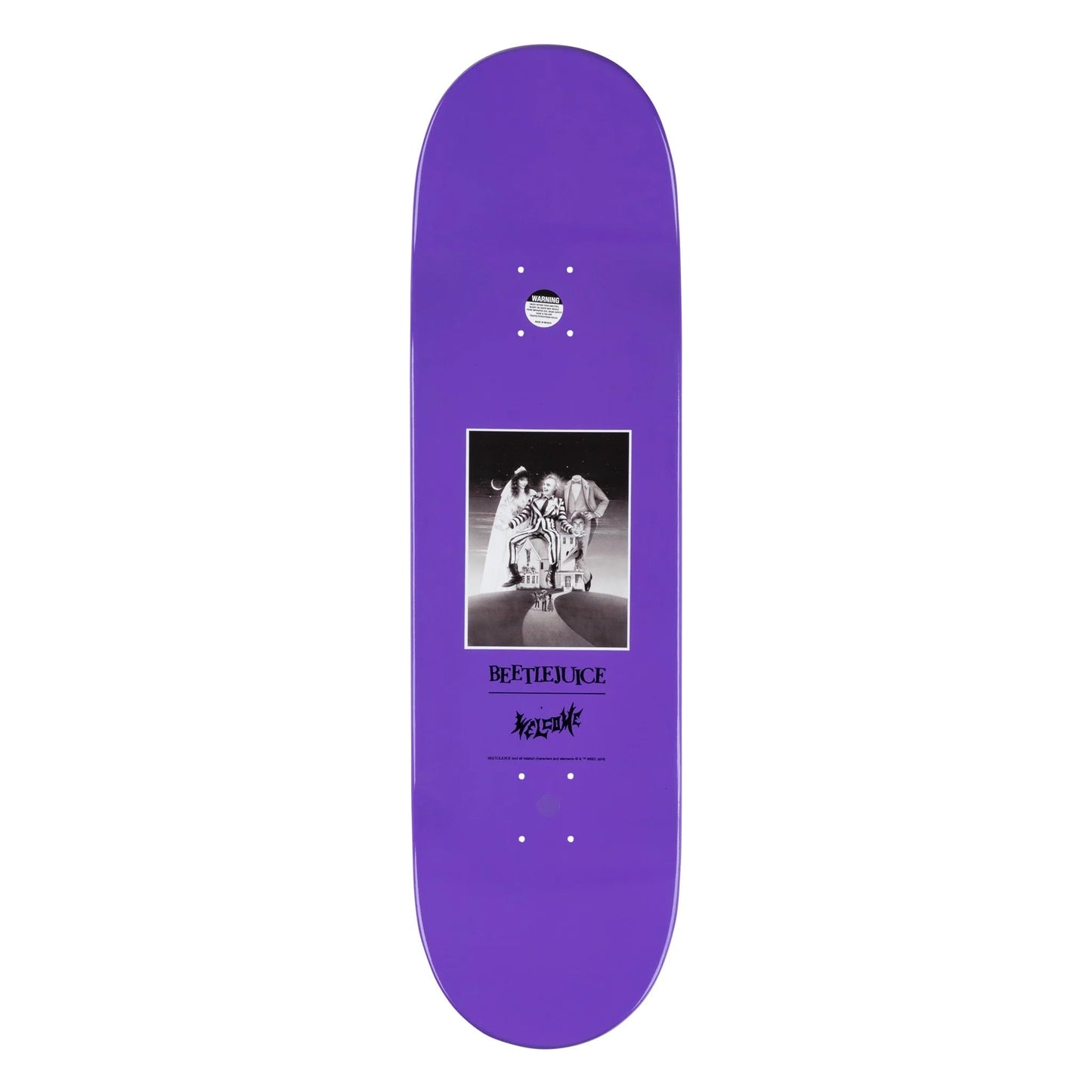 Welcome X Beetlejuice Skateboard Deck Showtime On Popsicle Black/Purple 8.5" x 32.35"