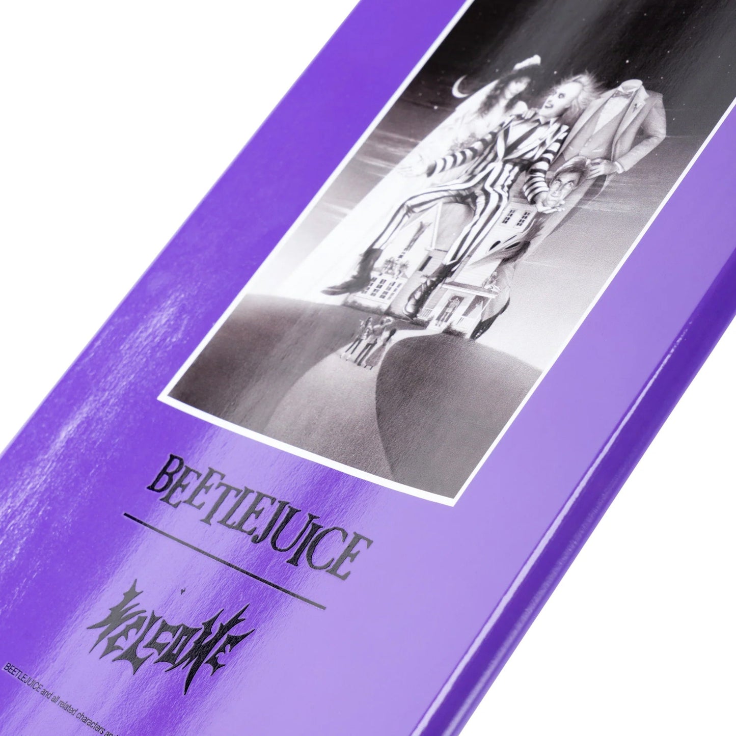 Welcome X Beetlejuice Skateboard Deck Showtime On Popsicle Black/Purple 8.5" x 32.35"