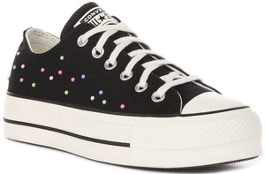 Converse All Star Lift A19141C In Black Multicolour Studs For Women