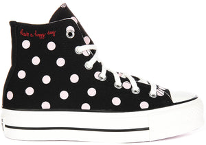 Converse All Star Polka Dot Lift A10688C In Black Pink for Women